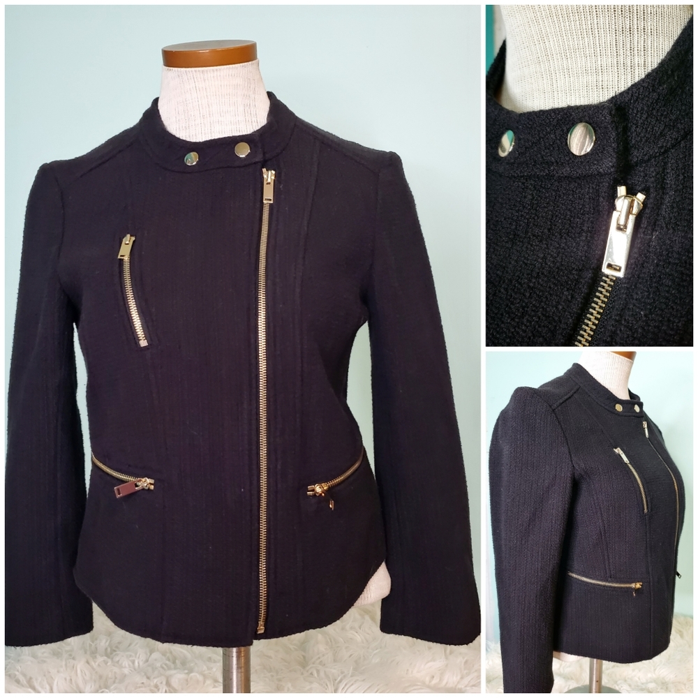 Ann Taylor tweed moto blazer size 4